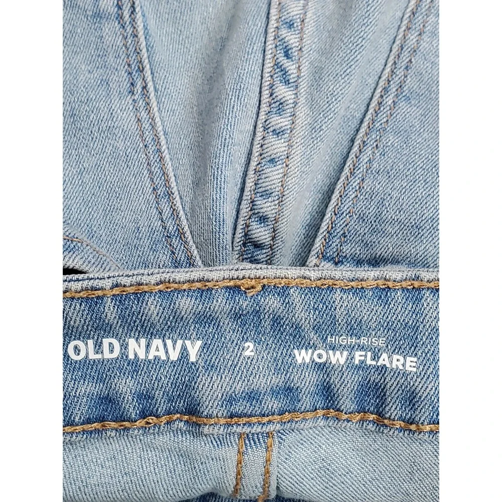Old Navy Women Jeans 2 Light Blue Denim Flared 487331 High-Rise Wow Flare‎ NWT